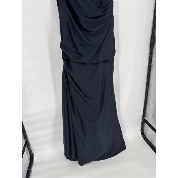 La Femme Women’s Size 18 Navy Blue Off Shoulder Satin Formal Evening Gown Dress - Picture 6 of 12